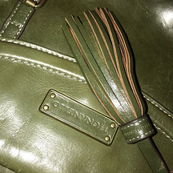 RARE VTG,TIGNANELLO GENUINE LEATHER GREEN OLIVE WOMEN BIG BAG - Picture 13 of 16
